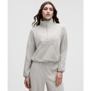 Lululemon Brushed Softstreme Half Zip Sweater Women's Size 12 Cream Long Sleeves